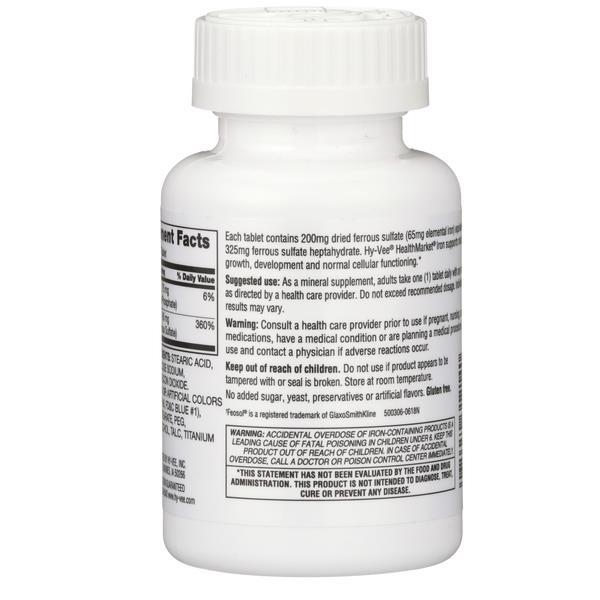 Hy-Vee HealthMarket Iron Dietary Supplement 65mg Tablets