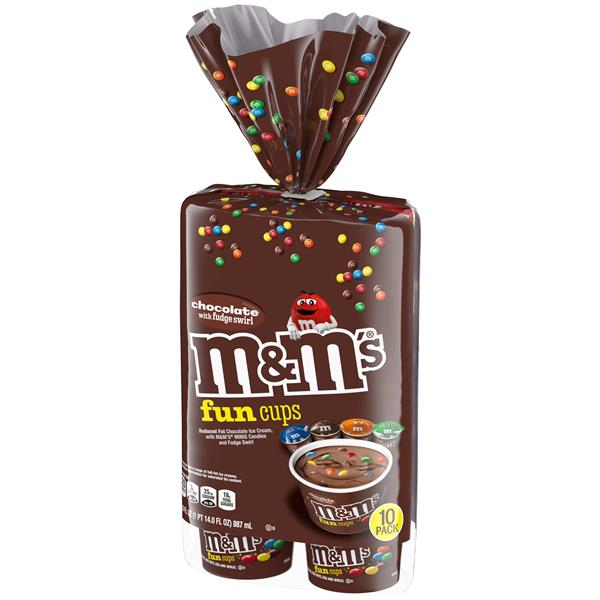 M&M'S Fun Cups with Chocolate Ice Cream and Chocolate Swirl 10Ct