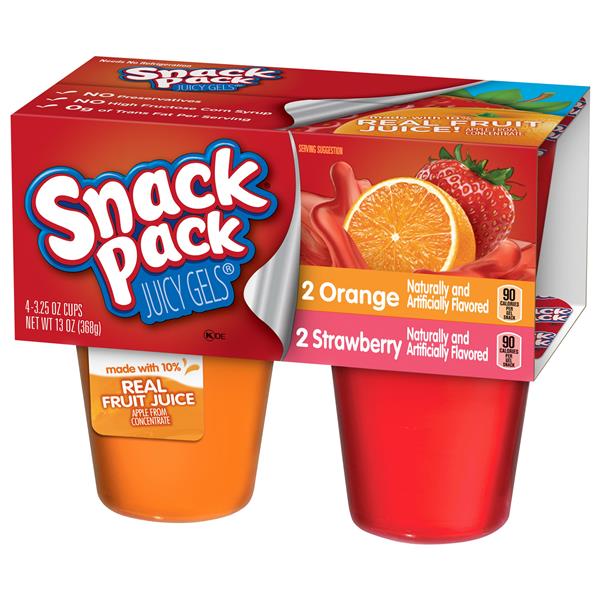 Snack Pack Berry Blue Flavored Juicy Gels, 4 Count Snack Cups