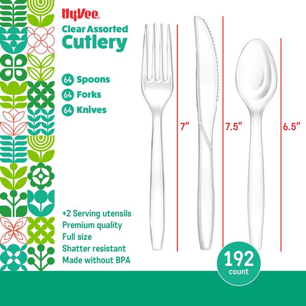 Simple64 Forks HyVee Clear Assorted Cutlery (64 Forks, 64 Spoons, 64 Knives) | Hy-Vee ...