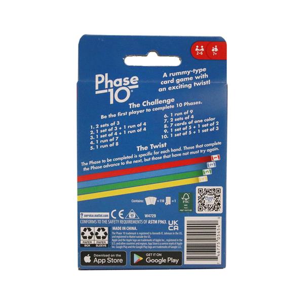 Mattel Games Phase 10 Card Game  Phase 10 card game, Card games, Rummy